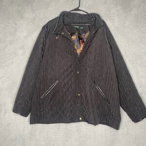 Lauren Ralph Lauren quilted jacket coat full zip faux leather equestrian 2X